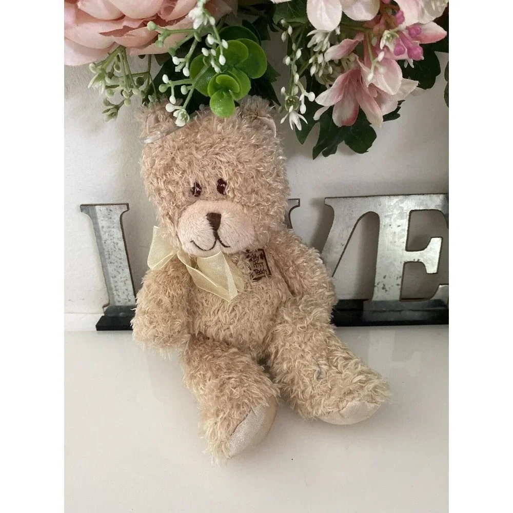 My First Teddy Bear Plush Stuffed Beige Satin 8